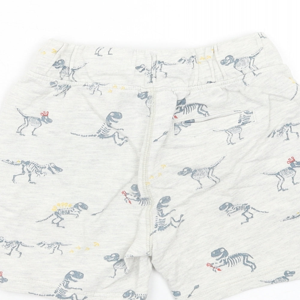 NEXT Boys Grey Geometric Cotton Sweat Shorts Size 3-4 Years Regular Drawstring - Dinosaur