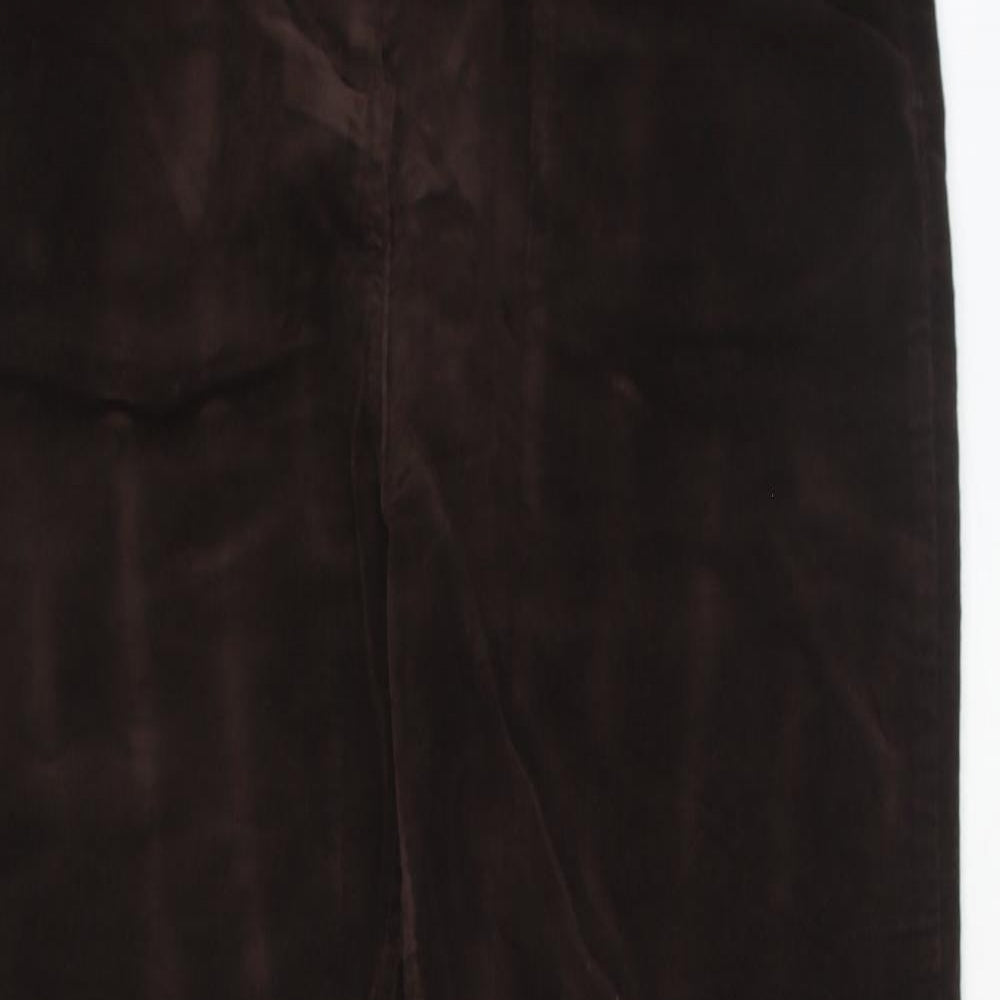 TU Womens Brown Cotton Trousers Size 16 Regular Zip