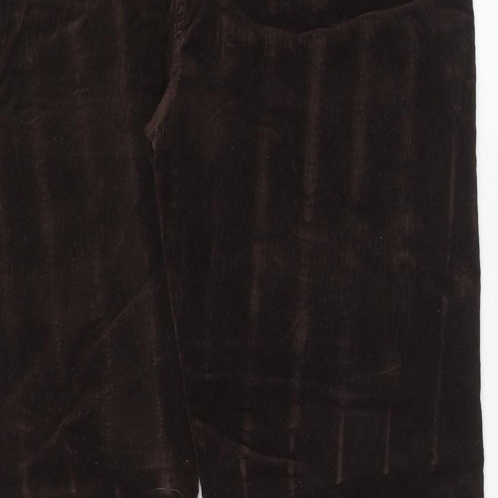 TU Womens Brown Cotton Trousers Size 16 Regular Zip