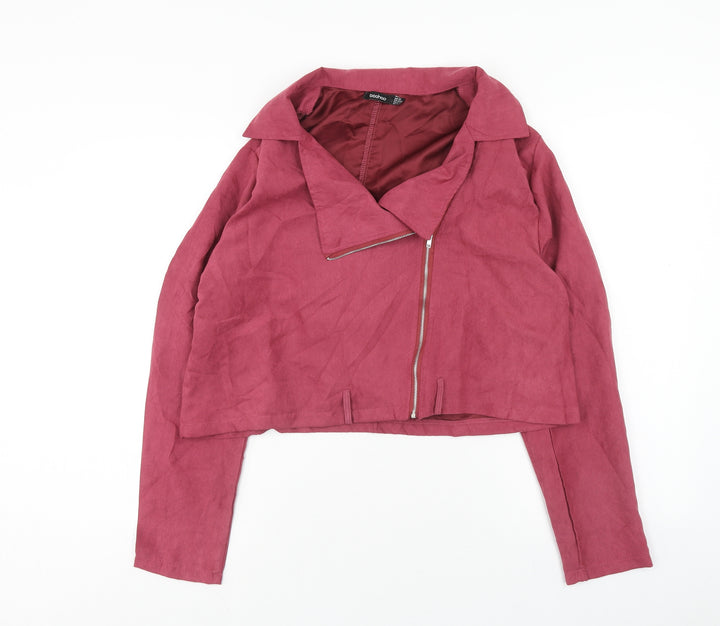 Boohoo Womens Purple Jacket Size 18 Zip
