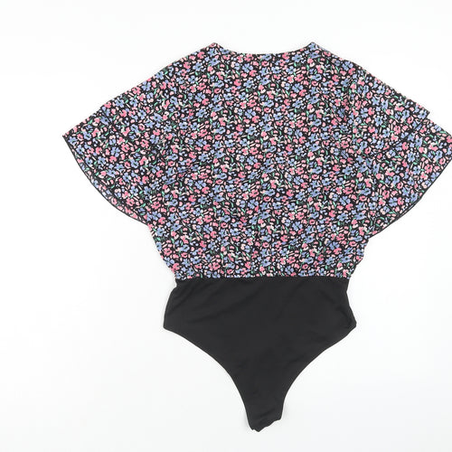 Boohoo Womens Multicoloured Floral Polyester Bodysuit One-Piece Size 6 Snap