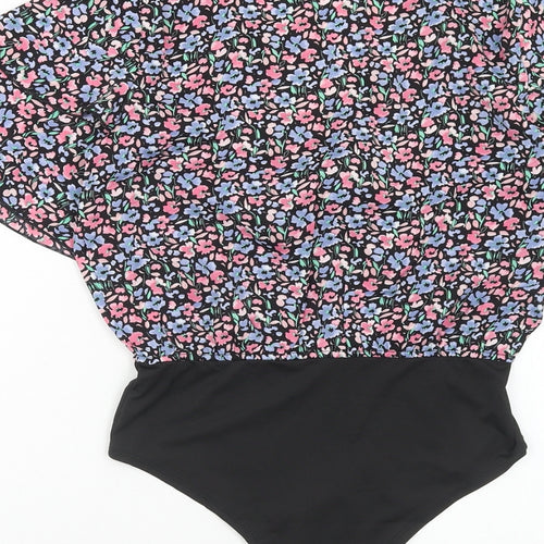 Boohoo Womens Multicoloured Floral Polyester Bodysuit One-Piece Size 6 Snap