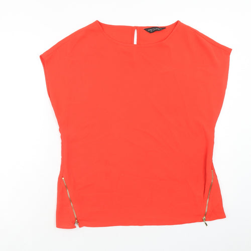 Dorothy Perkins Womens Red Polyester Basic Blouse Size S Boat Neck