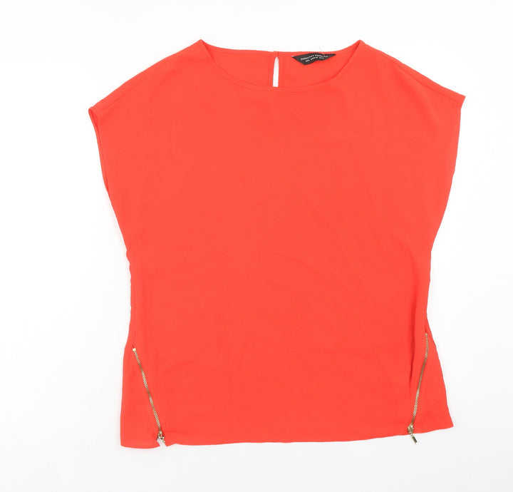 Dorothy Perkins Womens Red Polyester Basic Blouse Size S Boat Neck