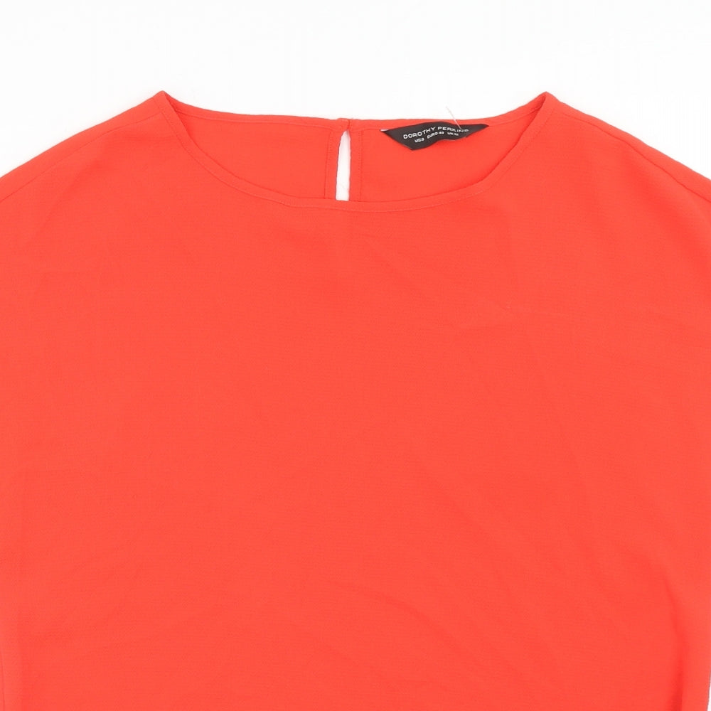 Dorothy Perkins Womens Red Polyester Basic Blouse Size S Boat Neck