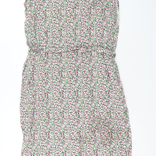 Only Womens Multicoloured Floral Viscose Shift Size L Boat Neck Button