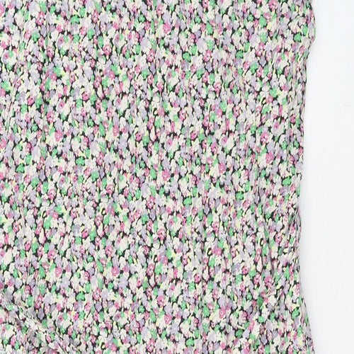 Only Womens Multicoloured Floral Viscose Shift Size L Boat Neck Button