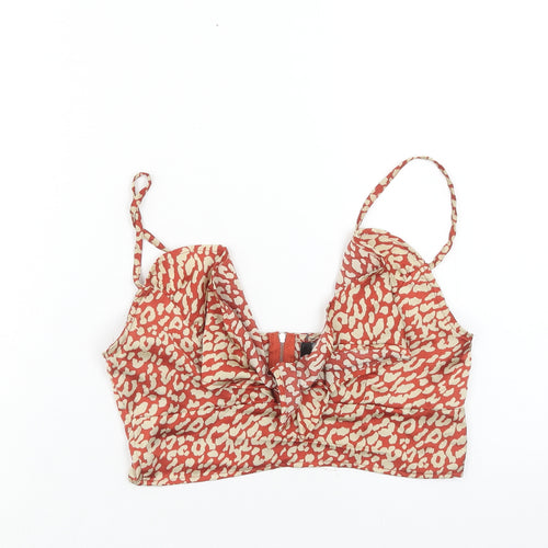 Missguided Womens Red Animal Print Polyester Cropped Tank Size 10 V-Neck - Leopard Print