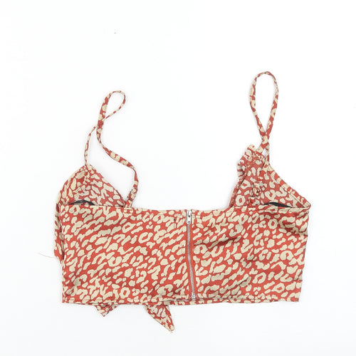 Missguided Womens Red Animal Print Polyester Cropped Tank Size 10 V-Neck - Leopard Print