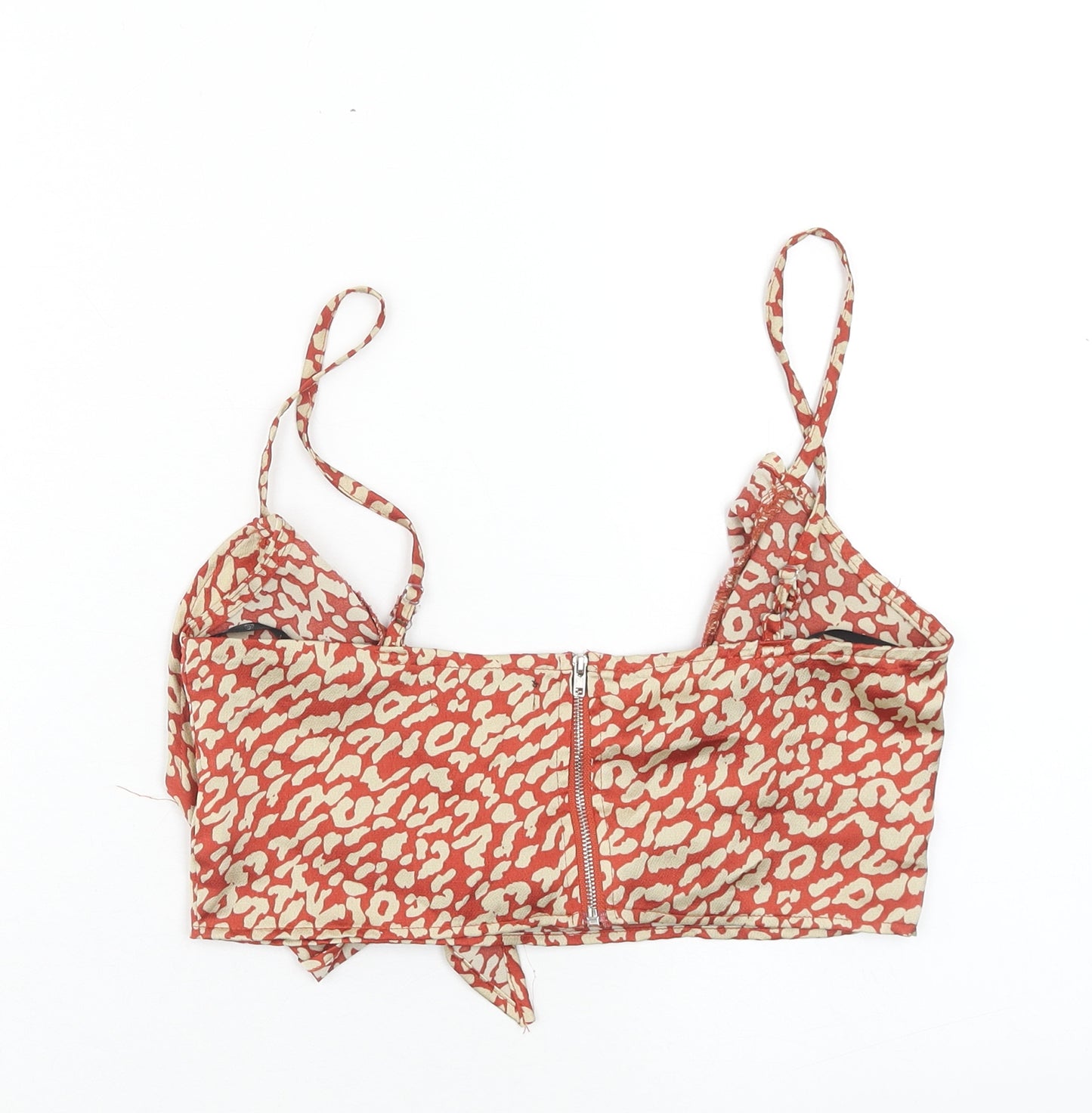 Missguided Womens Red Animal Print Polyester Cropped Tank Size 10 V-Neck - Leopard Print