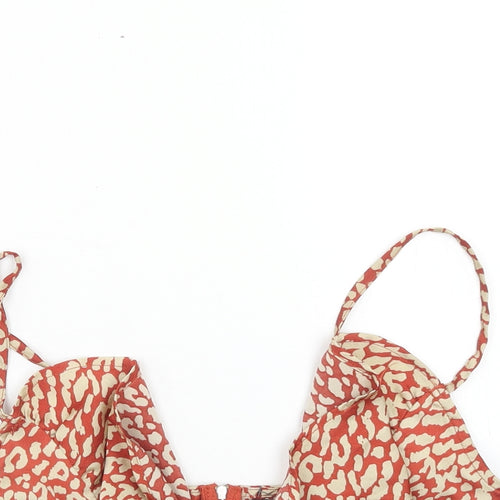 Missguided Womens Red Animal Print Polyester Cropped Tank Size 10 V-Neck - Leopard Print