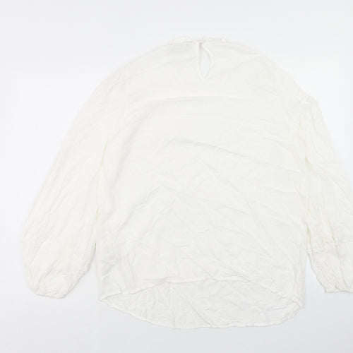 Marks and Spencer Womens White Viscose Basic Blouse Size 14 Round Neck