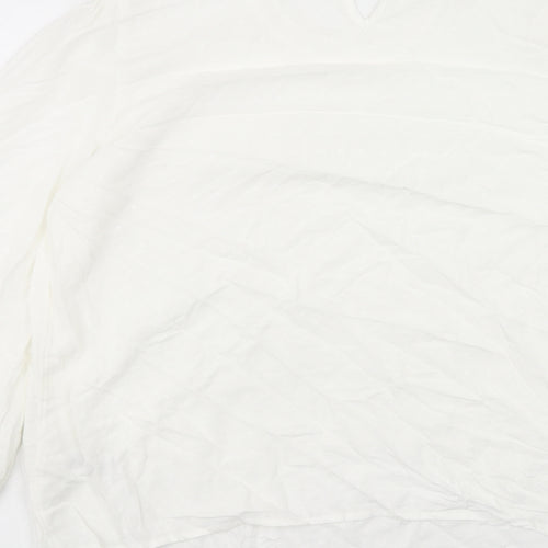 Marks and Spencer Womens White Viscose Basic Blouse Size 14 Round Neck