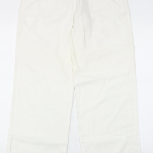 Cherokee Womens White Linen Trousers Size 8 Regular Zip