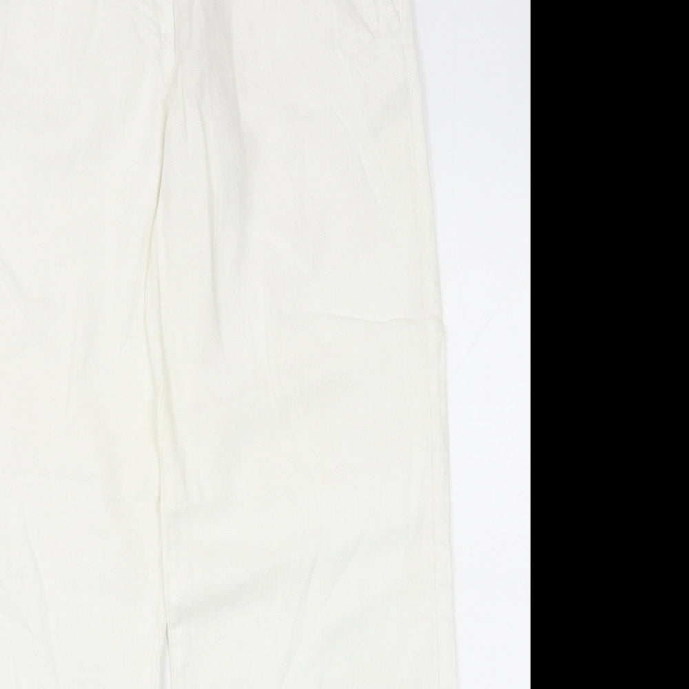 Cherokee Womens White Linen Trousers Size 8 Regular Zip