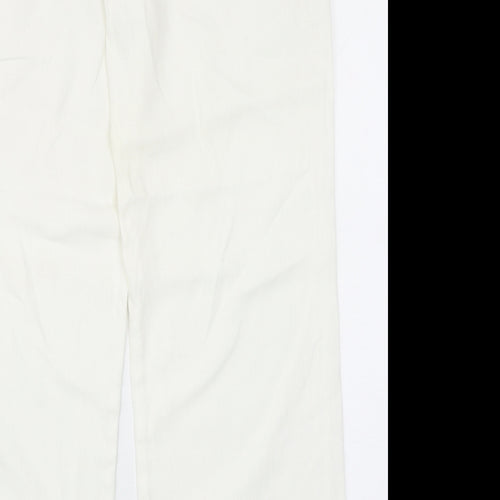 Cherokee Womens White Linen Trousers Size 8 Regular Zip
