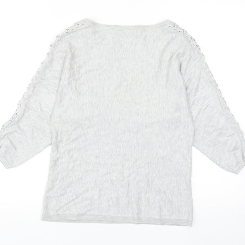 M&Co Womens Grey Round Neck Viscose Pullover Jumper Size 8