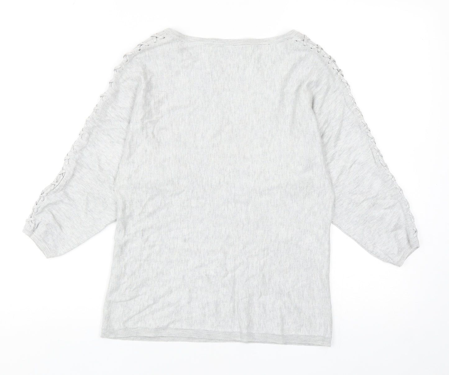 M&Co Womens Grey Round Neck Viscose Pullover Jumper Size 8
