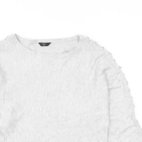 M&Co Womens Grey Round Neck Viscose Pullover Jumper Size 8