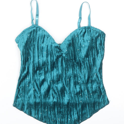 Catch One Womens Blue Polyester Camisole Blouse Size M Sweetheart