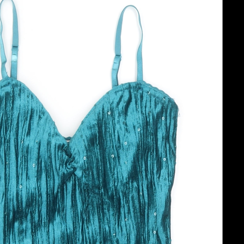 Catch One Womens Blue Polyester Camisole Blouse Size M Sweetheart
