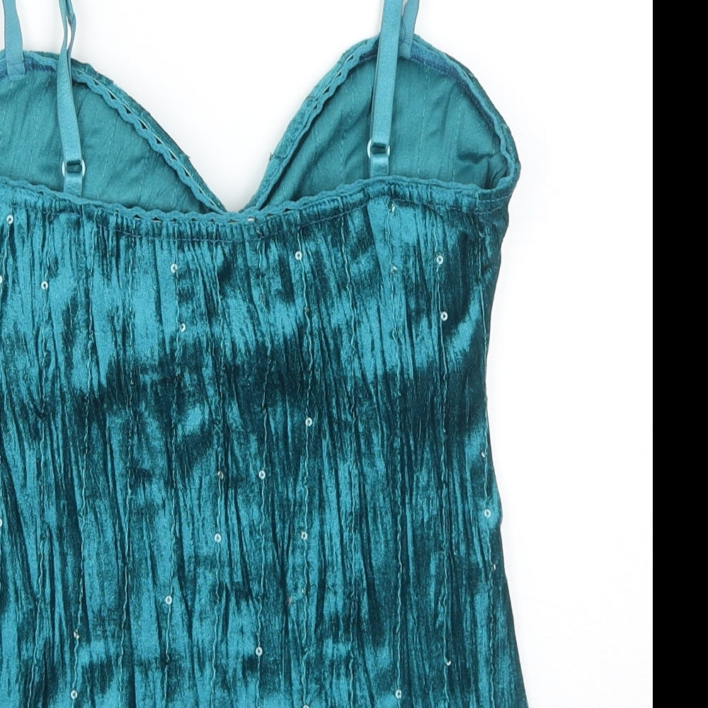 Catch One Womens Blue Polyester Camisole Blouse Size M Sweetheart