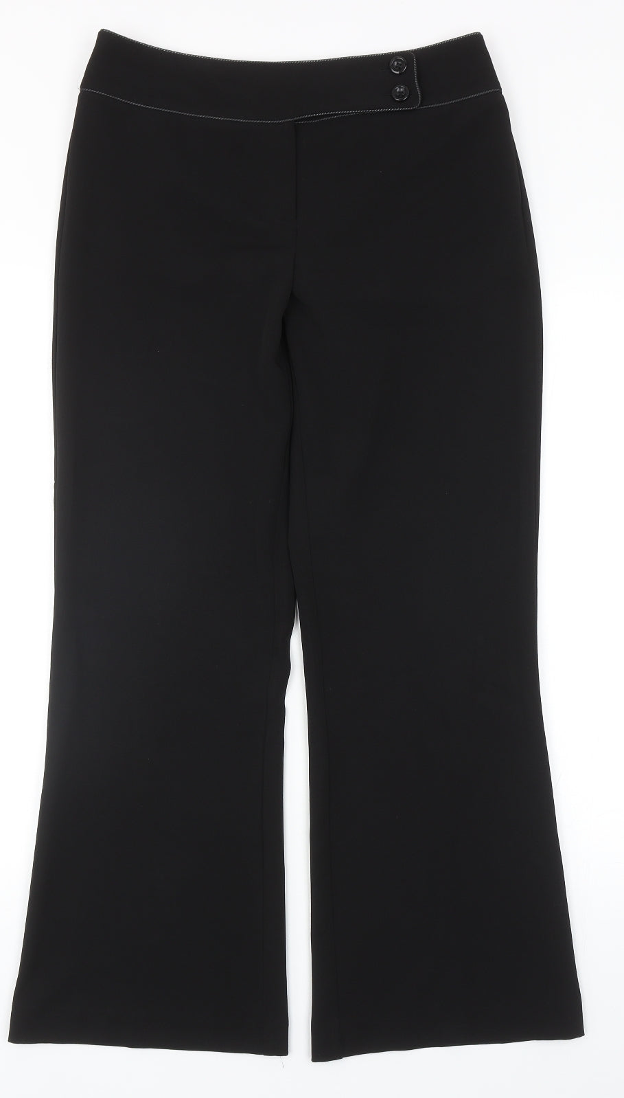 Dorothy Pekrins Womens Black Polyester Trousers Size 10 Regular Zip