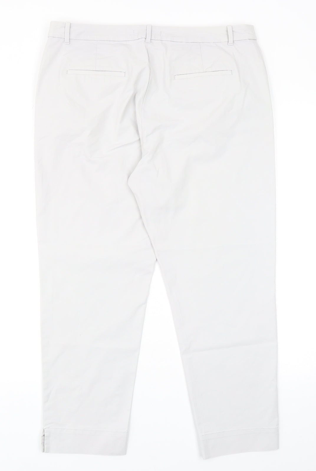 Marks and Spencer Womens Grey Cotton Trousers Size 14 Regular Zip