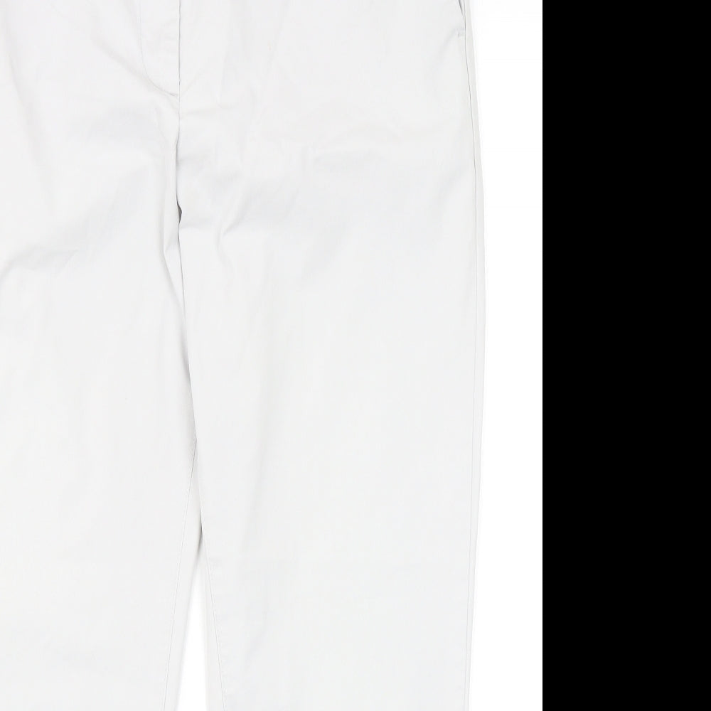 Marks and Spencer Womens Grey Cotton Trousers Size 14 Regular Zip