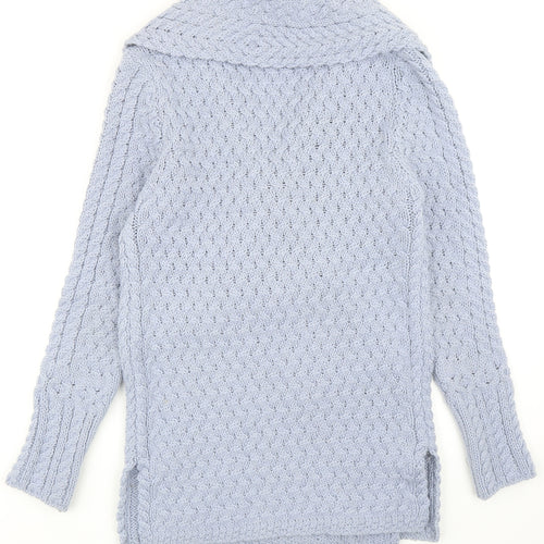 Irelands Eye Womens Blue V-Neck Acrylic Cardigan Jumper Size M