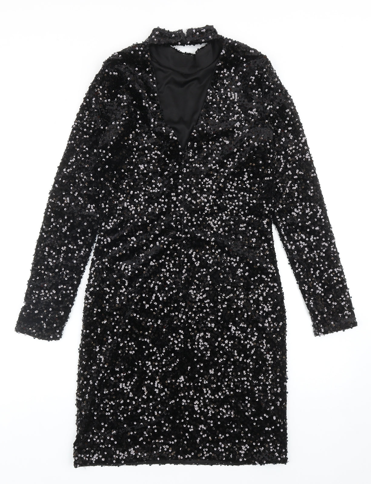 Warehouse Womens Black Polyester Sheath Size 10 Mock Neck Hook & Eye