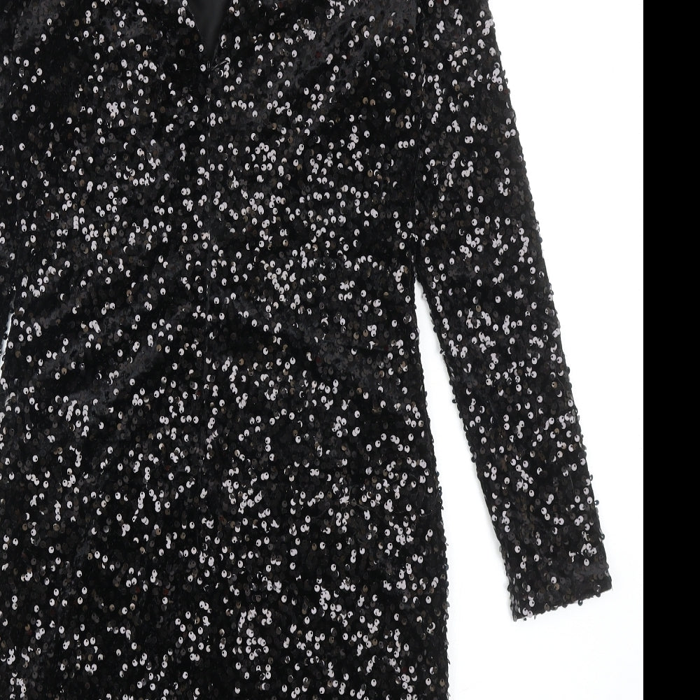 Warehouse Womens Black Polyester Sheath Size 10 Mock Neck Hook & Eye