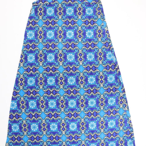 Topshop Womens Blue Geometric Polyester Slip Dress Size M V-Neck Pullover