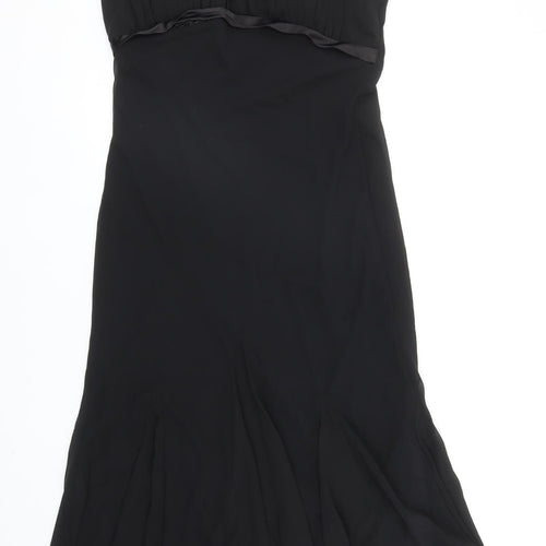 S.L. Fashions Womens Black Polyester Slip Dress Size 12 Square Neck Pullover