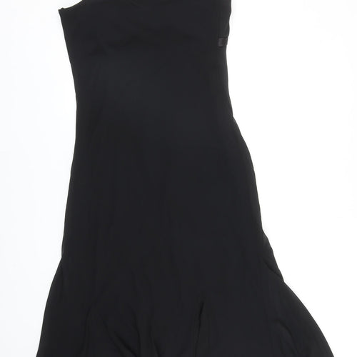S.L. Fashions Womens Black Polyester Slip Dress Size 12 Square Neck Pullover