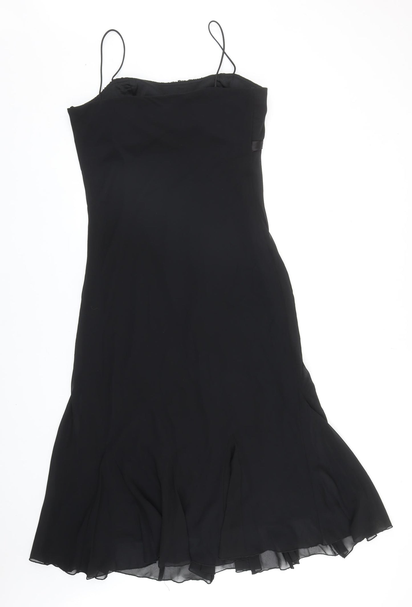 S.L. Fashions Womens Black Polyester Slip Dress Size 12 Square Neck Pullover