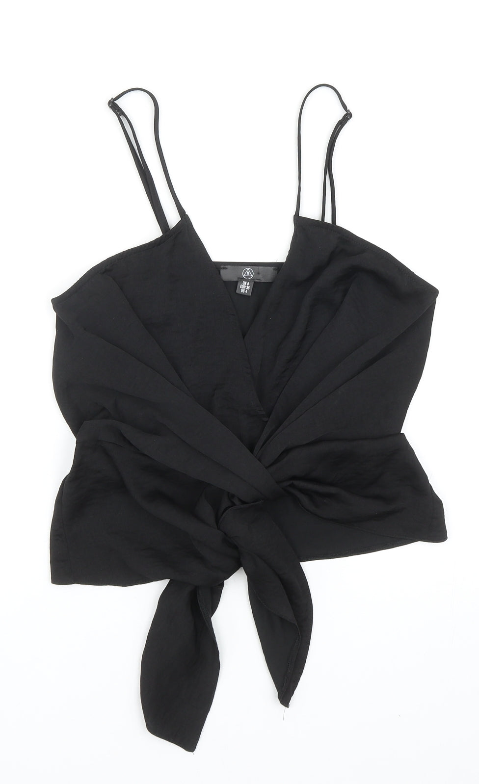 Missguided Womens Black Polyester Cropped Tank Size 8 V-Neck