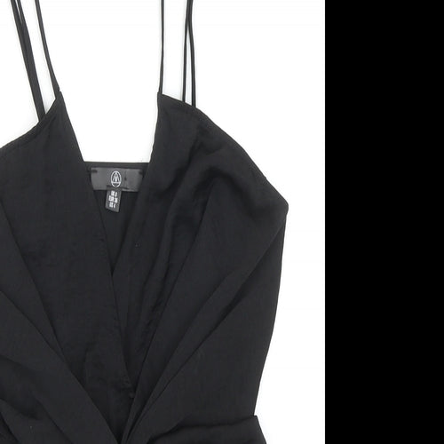 Missguided Womens Black Polyester Cropped Tank Size 8 V-Neck