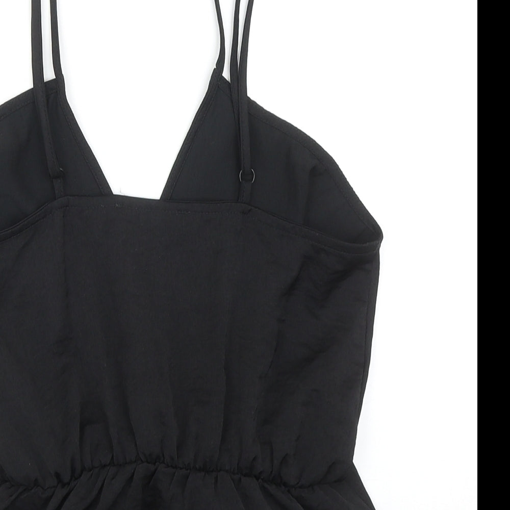 Missguided Womens Black Polyester Cropped Tank Size 8 V-Neck