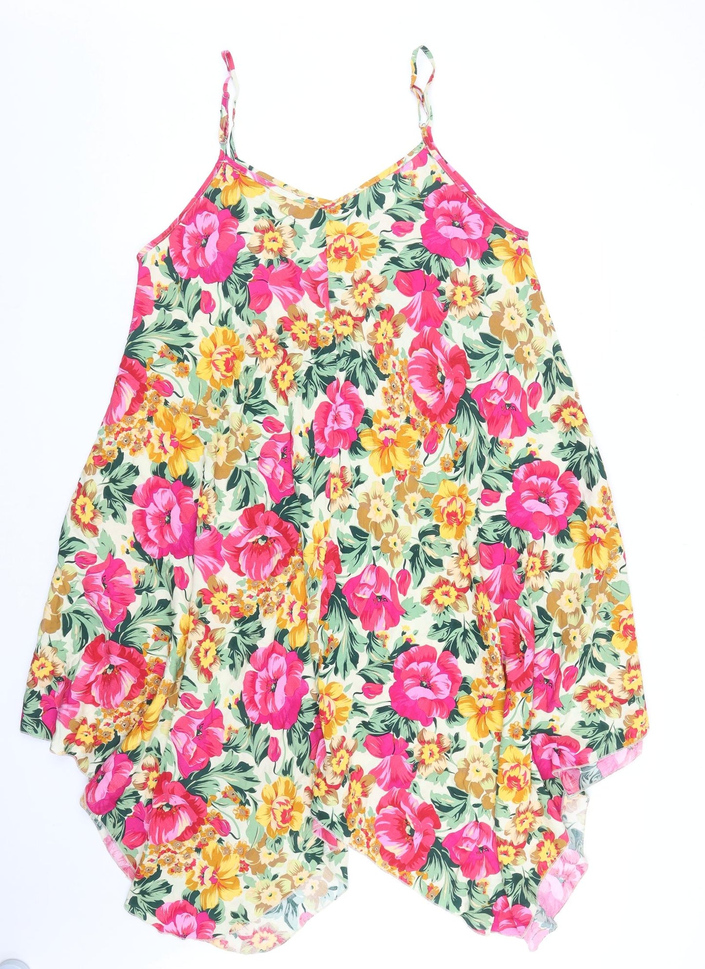 Preworn Womens Multicoloured Geometric Viscose A-Line Size L V-Neck Pullover