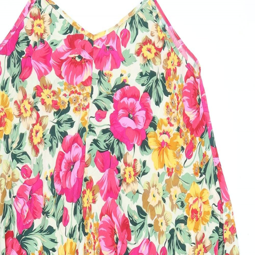 Preworn Womens Multicoloured Geometric Viscose A-Line Size L V-Neck Pullover