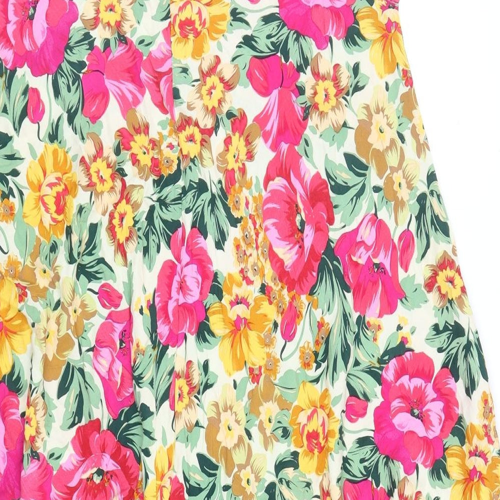 Preworn Womens Multicoloured Geometric Viscose A-Line Size L V-Neck Pullover
