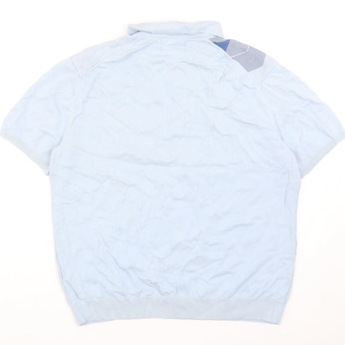 Marks and Spencer Mens Blue Argyle/Diamond Cotton Polo Size 2XL Collared Zip