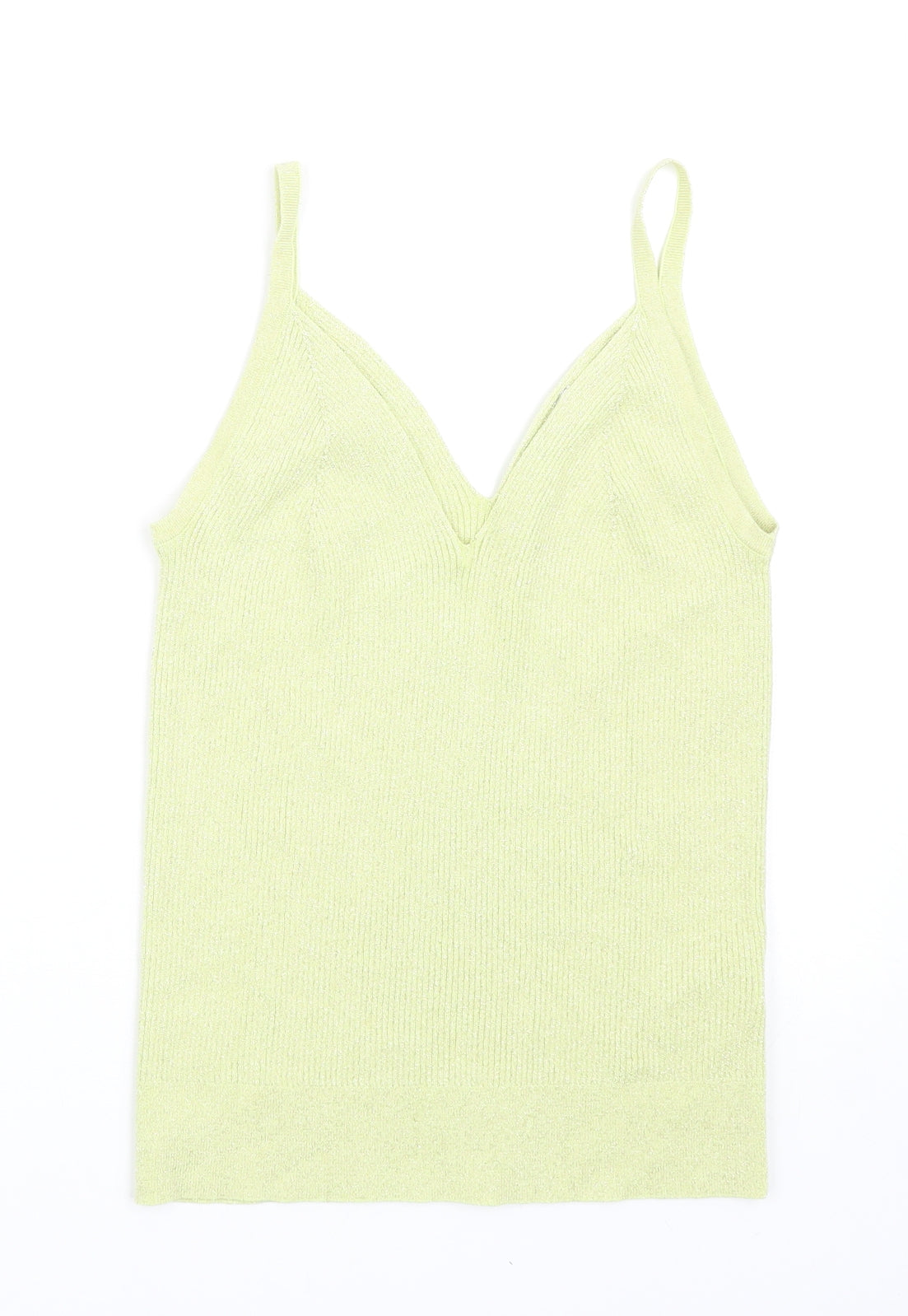 Marks and Spencer Womens Yellow Viscose Basic Tank Size S V-Neck