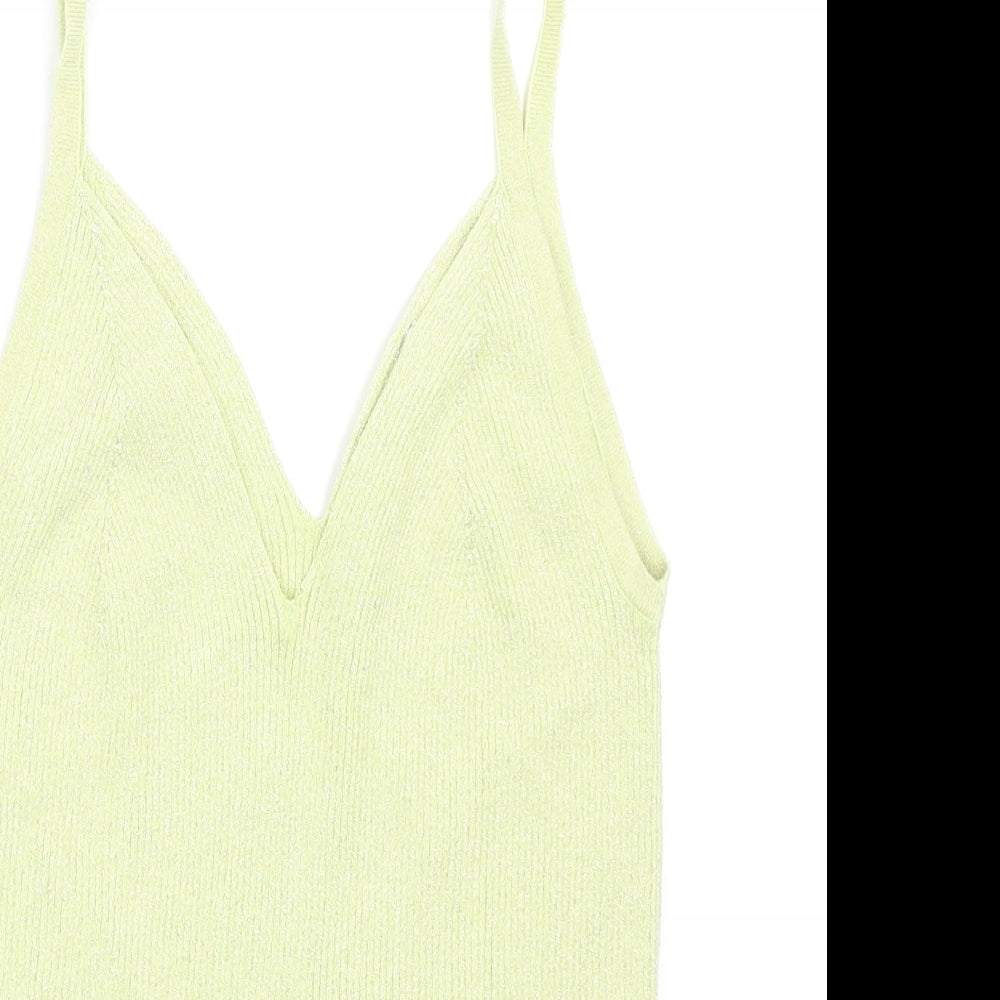 Marks and Spencer Womens Yellow Viscose Basic Tank Size S V-Neck