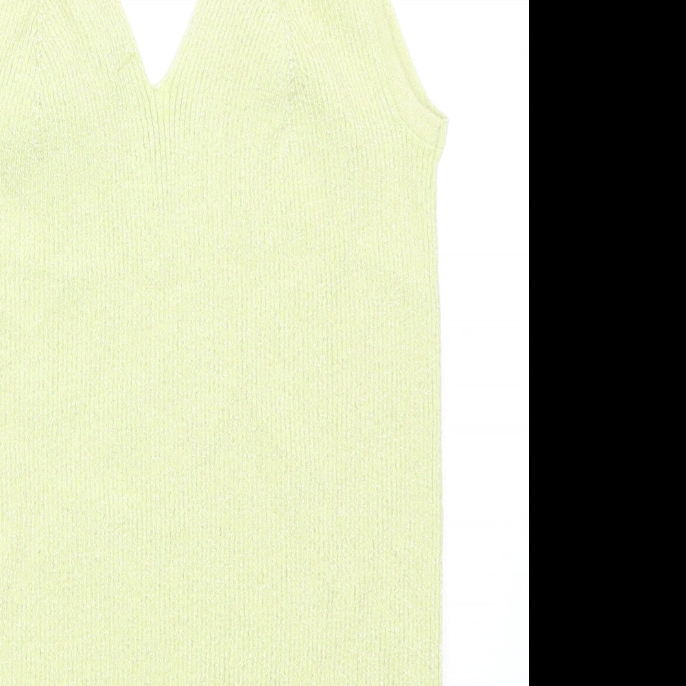 Marks and Spencer Womens Yellow Viscose Basic Tank Size S V-Neck
