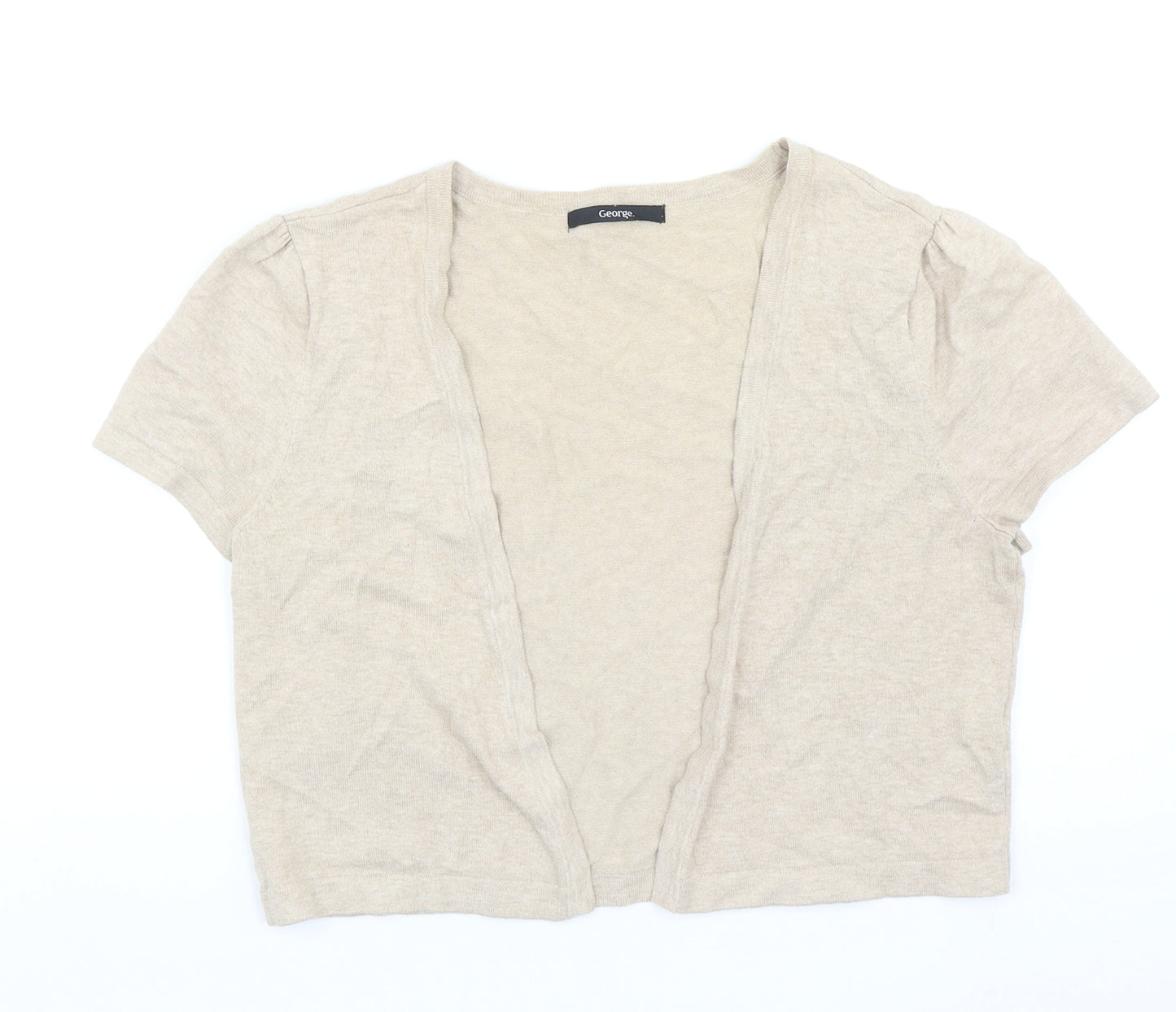 George Womens Beige V-Neck Cotton Cardigan Jumper Size 12