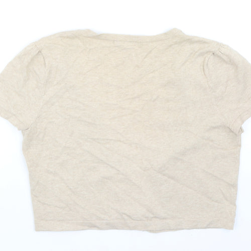 George Womens Beige V-Neck Cotton Cardigan Jumper Size 12