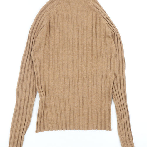 Mango Womens Brown Mock Neck Polyester Pullover Jumper Size S