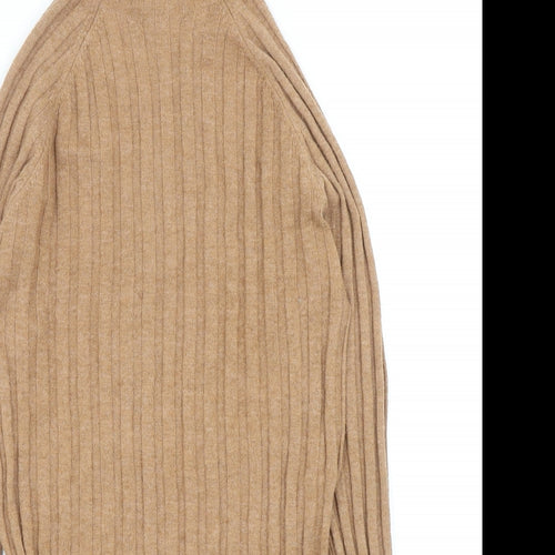 Mango Womens Brown Mock Neck Polyester Pullover Jumper Size S